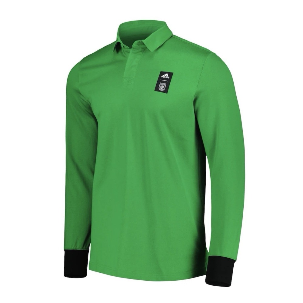 Adidas Austin Football Club Men's Player Travel Long Sleeve Polo Green Sz XL NWT